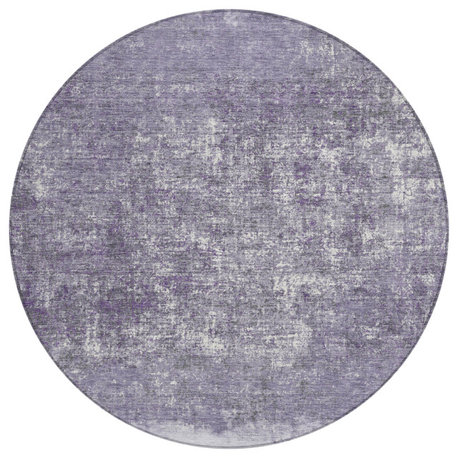 Machine Washable Indoor/Outdoor Chantille ACN2214 Purple 8' x 8' Round Rug