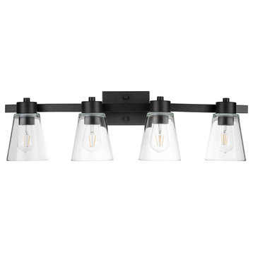 Prominence Home Fairendale Bath and Vanity Light, Matte Black, 4 Light, Clear Glass