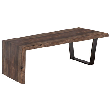 Live Edge Heritage 54" Waterfall Cocktail Table with Trapezoid Base