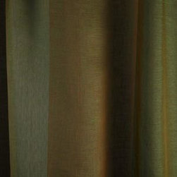 Linen Sheer Vertical Stripe Drapery in Moss - Drapery Fabric