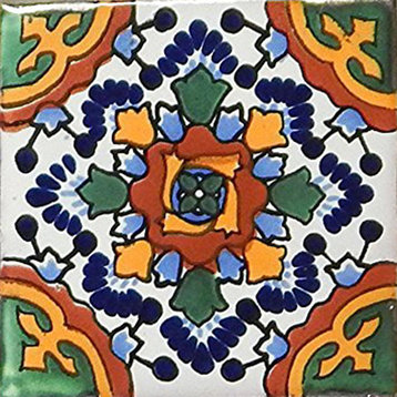 6"x6" Mexican Talavera Handmade Tiles, Set of 40