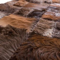 Modern Handmade Cowhide Patchwork Area Rug, Rectangle, Brown Gray, 5'11" x 2'0" - Hall And Stair Runners