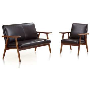ArchDuke 2-Piece Loveseat and Armchair, Black and Amber