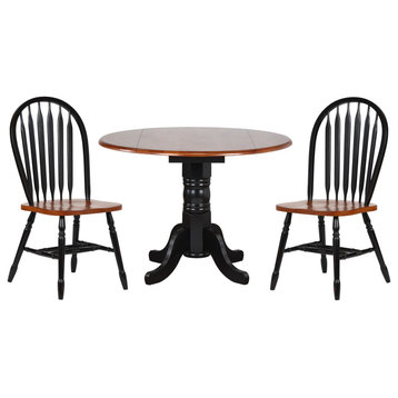 Black Cherry Selections 3 Piece 42" Round Dining Set With Arrowback Chairs