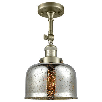 Large Bell 1 Light Semi-Flush Mount In Antique Brass (201F-Ab-G78)