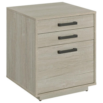 Pemberly Row 3-drawer Modern Wood Square File Cabinet in Whitewashed Gray