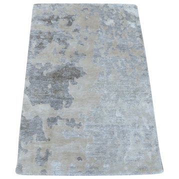 2x3 Handmade Beige and Gray Modern Abstract Oriental Rug