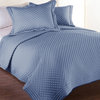 Lotus Home Diamondesque Water and Stain Resistant Quilt, Smoke Blue, King