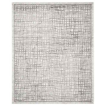 Modern Area Rug, Polypropylene With Silver & Ivory Abstract Pattern, 12' X 18'