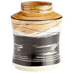 Cyan Design - Snow Flake Vase - An abstract design on this small wood vase is sure to inspire friends and family. Featuring black, white, and walnut wood finishes, the vase is a wonderful decorative addition to a rustic den or casual living room.