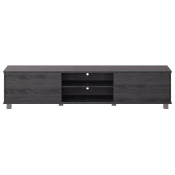 CorLiving Hollywood Wood Grain TV Stand With Doors for TVs up to 85", Dark Grey
