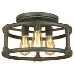 EGLO - Wymer 3-Light Ceiling Light, Zinc - The Wymer Semi-Flush Ceiling Light by Eglo creates an industrial-inspired focal point for your living space. With its zinc finish and the use of  vinatge bulbs gives this semi -flush a vintage-look that will enhances your decor in classic style.