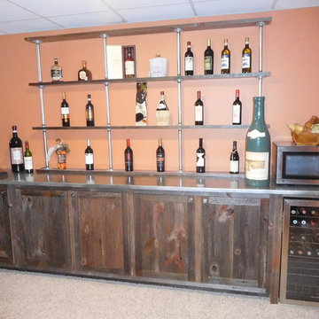 Oakland County Bar from Reclaimed Barn Wood with Zinc Top