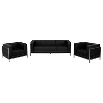 Flash Furniture Hercules Imagination Leather Sofa and Chair Set in Black