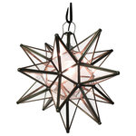 Quintana Roo - Moravian Star Light, Seedy Glass With Bronze Trim, 19" Diameter, With Mount Kit - You will love these beautiful and elegant Glass Moravian Star Pendant Lights and the unique ambiance they create! They make an excellent focal point for any room.