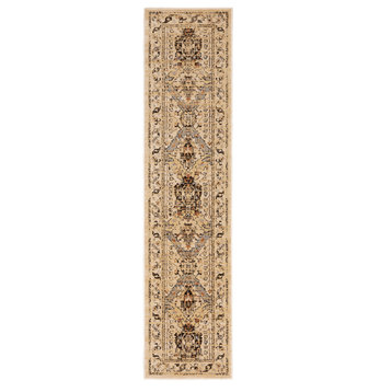 Jonah Distressed Tribal Beige and Grey Area Rug, 1'10"x7'6"