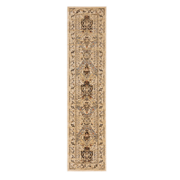 Jonah Distressed Tribal Beige and Grey Area Rug, 1'10