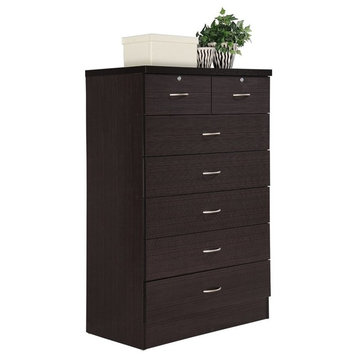 7-Drawer Chest With Locks On 2-Top Drawers, Chocolate