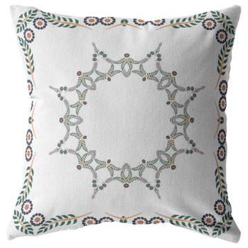 Wildflower Star Broadcloth Indoor Outdoor Zippered Pillow White