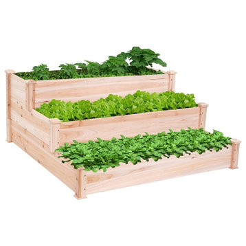Modern 3-Tier Elevated Wooden Vegetable Garden Bed