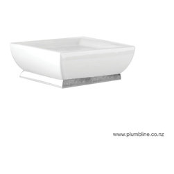 Mimi White Ceramic Bench Mount Soap Holder - Soap Dishes & Holders