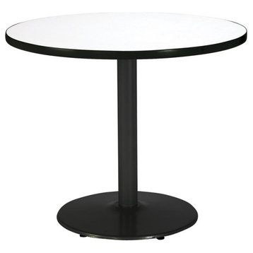 KFI 30" Round Breakroom Table with Crisp Linen Top Round Black Base