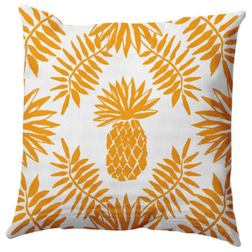 Pineapple Leaves Decorative Throw Pillow, Mango, 20"x20"