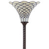 White Tiffany-Style 70" Torchiere Floor Lamp, Bronze