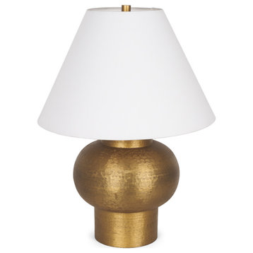 Salaah Antique Gold Brushed Metal w/ Cream Shade Table Lamp