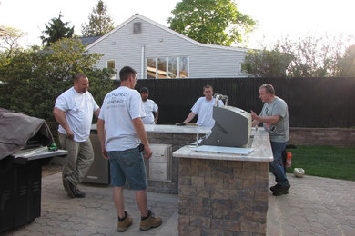 Happy outdoor kitchen customer