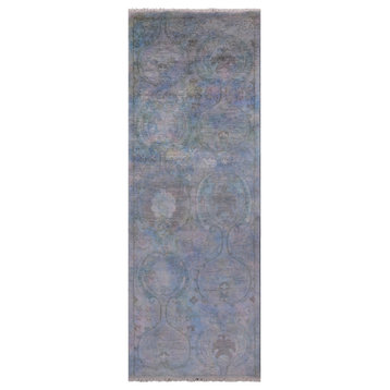 Hand Knotted Overdyed Full Pile Wool Runner Rug 2' 7" X 7' 7" - Q6486