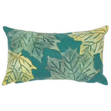 Visions IV Leaf Toss Indoor/Outdoor Pillow Forest Green 12"x20"