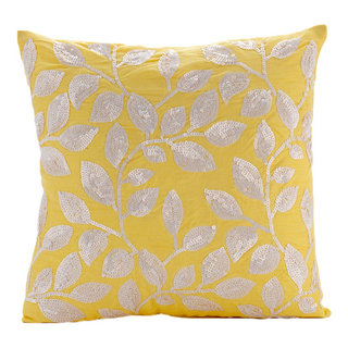 Sankara Deep Yellow Silk Throw Pillow 18x18 - Pillow Decor