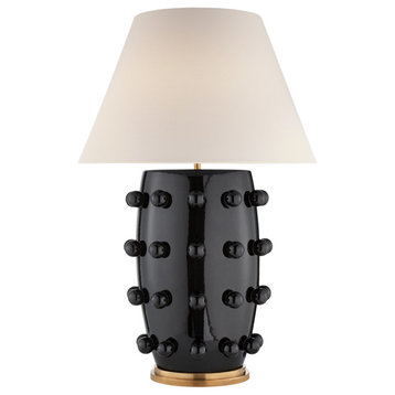 Linden Table Lamp in Black with Linen Shade