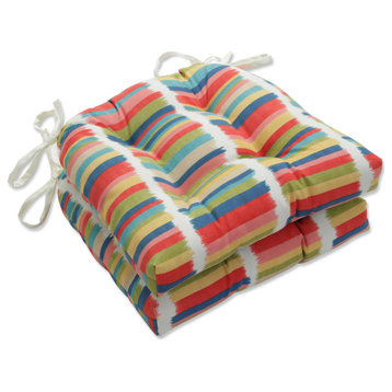 Solar Stripe Fruit Punch Deluxe Tufted Chairpad, Set of 2
