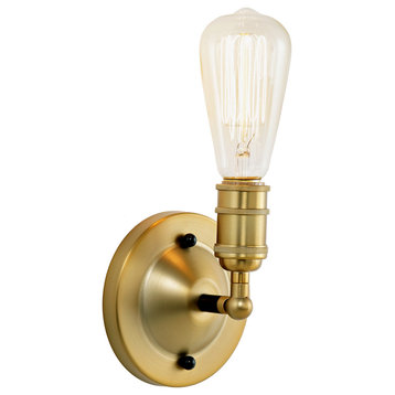 Isla 1-Light Convertible Wall/Ceiling Mount, Satin Brass and Black