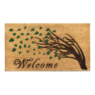 A1HC Rubber and Coir Floral Pattern Outdoor Entrance Durable Monogrammed B  Doormat 18X30, Black 