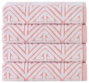 Glamour 4-Piece Turkish Cotton Bath Towel Set, Pink