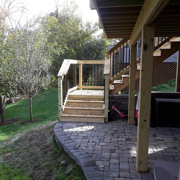 Multi Level Wood Deck and Belgard Patio by Woodridge, IL Deck Designer