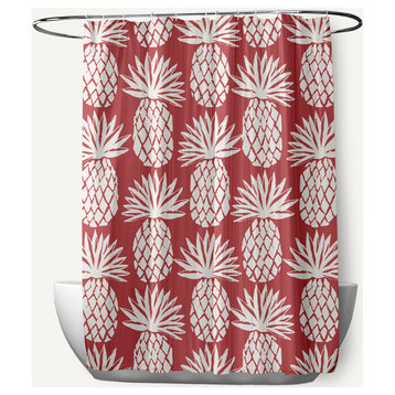 Pineapple Pattern Ligonberry Red 70" w x 73" h Shower Curtain