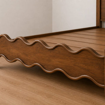 Wavy Wood Footboard Bed | Handcrafted Solid Wood Bed Frame | Organic Modern Trad
