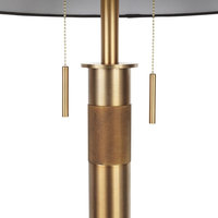 Trophy Industrial Table Lamp, Antique Brass With Black Linen Shade by LumiSource
