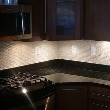 Penny tile backsplash