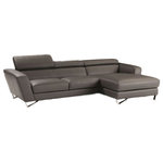 Soft Brown Leather Reclining Sectional Sofa Push Back 