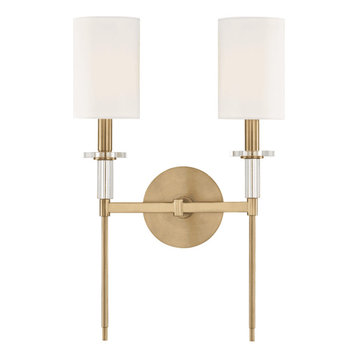 Hudson Valley Amherst 2-Light Wall Sconce in Aged Brass