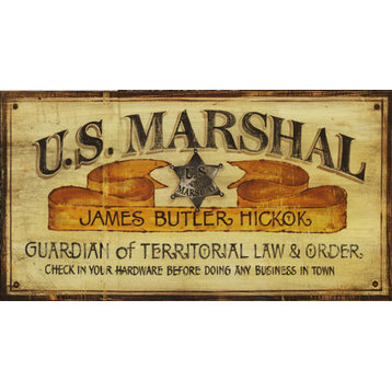 Vintage Western Signs Us Marshall Large Rustic Sign, 20x32