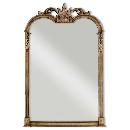 Lavish Elegant Gold Silver Arch Wall Mirror, Ornate Antique Style 42" Old World