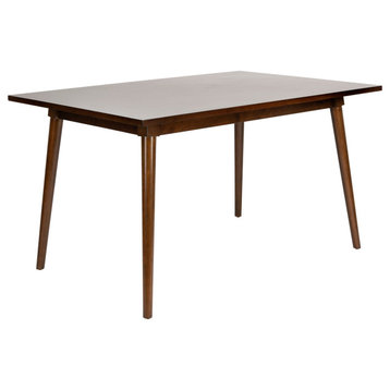 Contemporary Dining Table, Angled Legs With Spacious Rectangular Top, Walnut