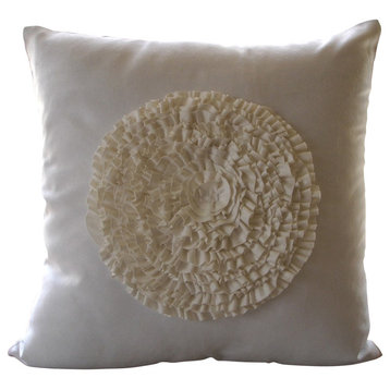 Vintage Bloom, White Faux Suede Fabric 12"x12" Decorative Pillow Covers