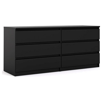 Contemporary Dresser, Handle Free Drawers With Ample Storage Space, Matte Black